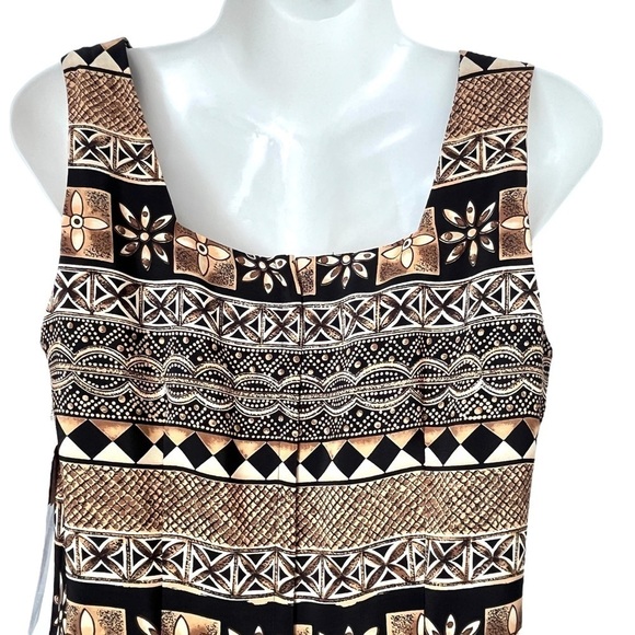 NWT Vintage 80’s or 90’s Jennifer Jeffries Black & Tan Printed Maxi Dress - Picture 4 of 9